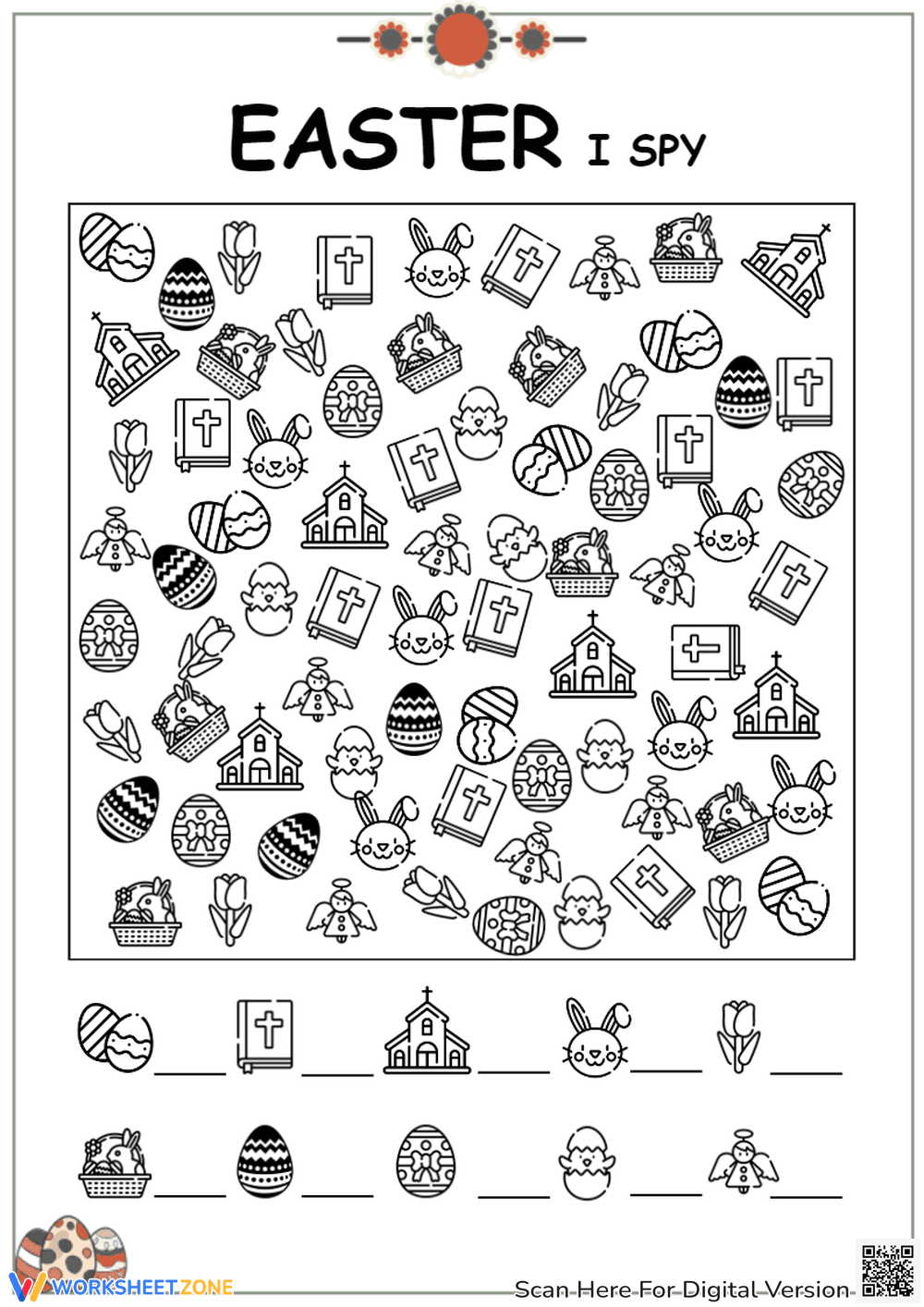 Easter I Spy Worksheet - Counting Activity for Kids! - Page 1