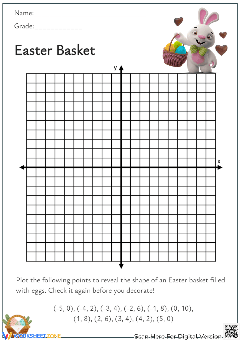 Easter Basket Coordinate Graphing Worksheet - Page 1