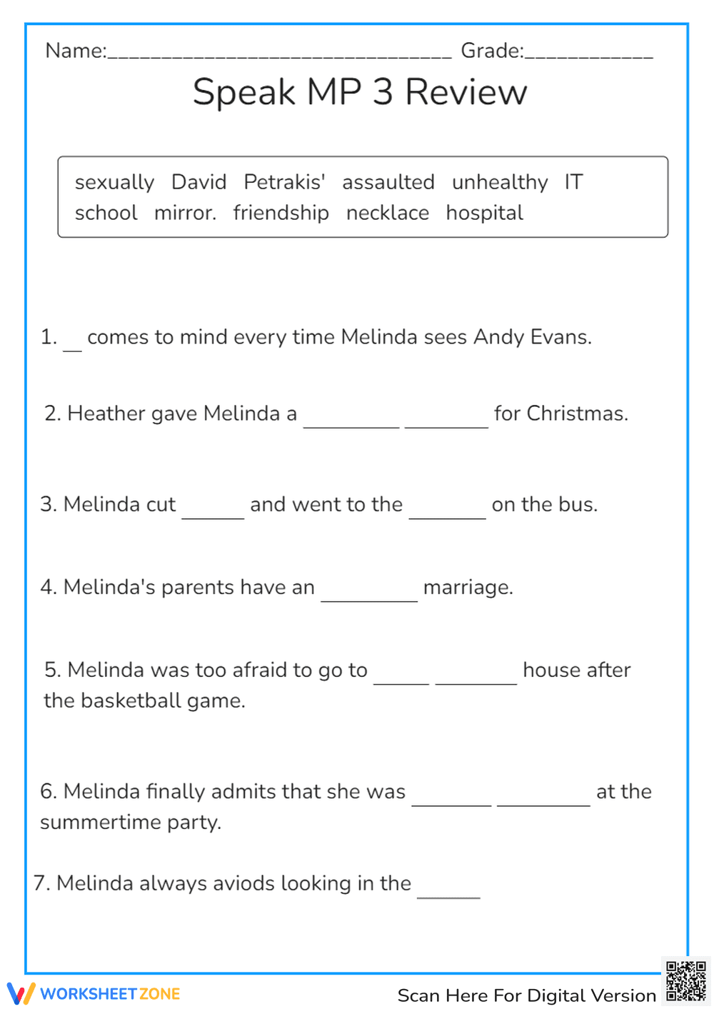 SPEAK MP 3 fill ins - Page 1