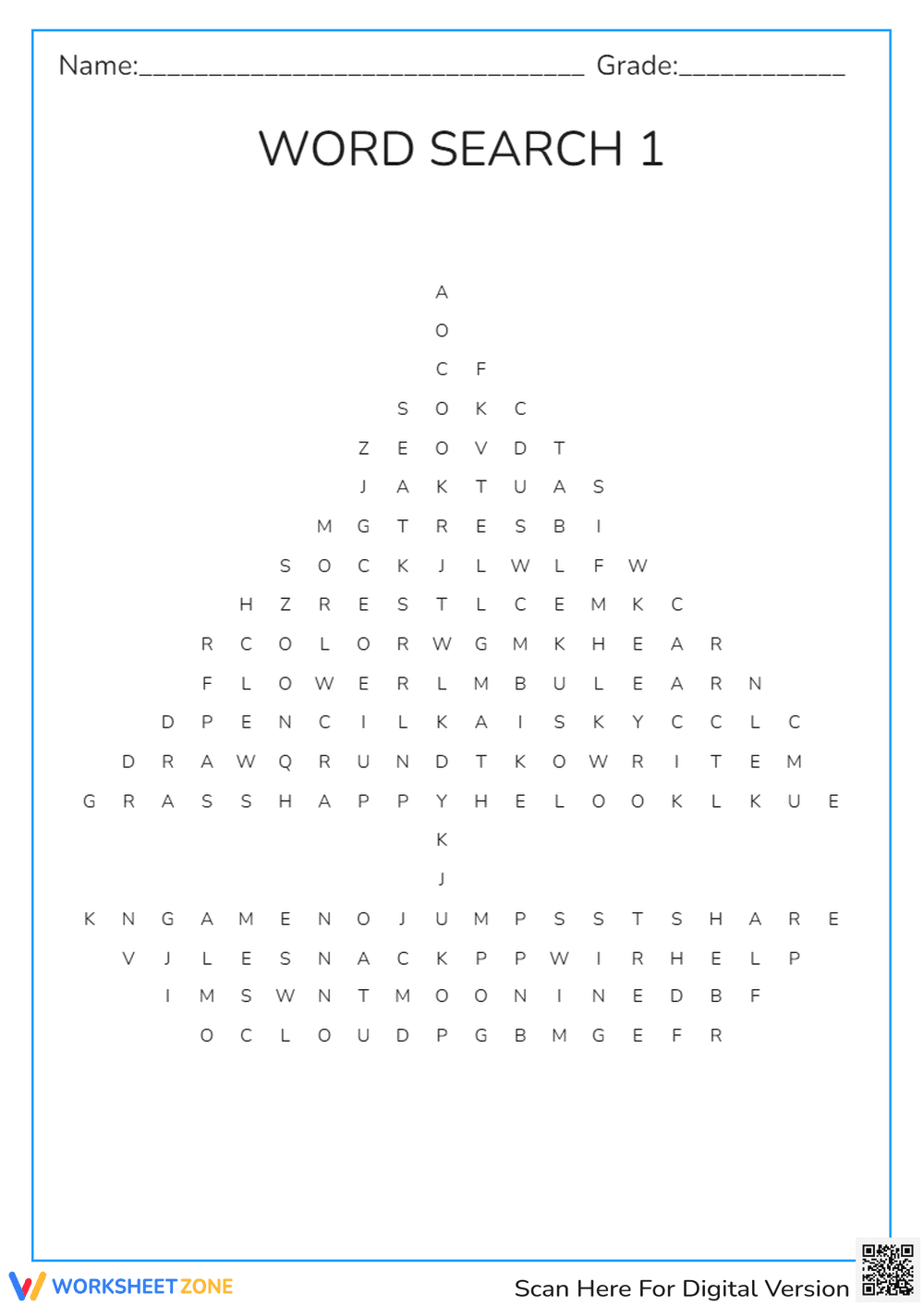 Grade 1 Word Search | Printable Spelling Practice - Page 1