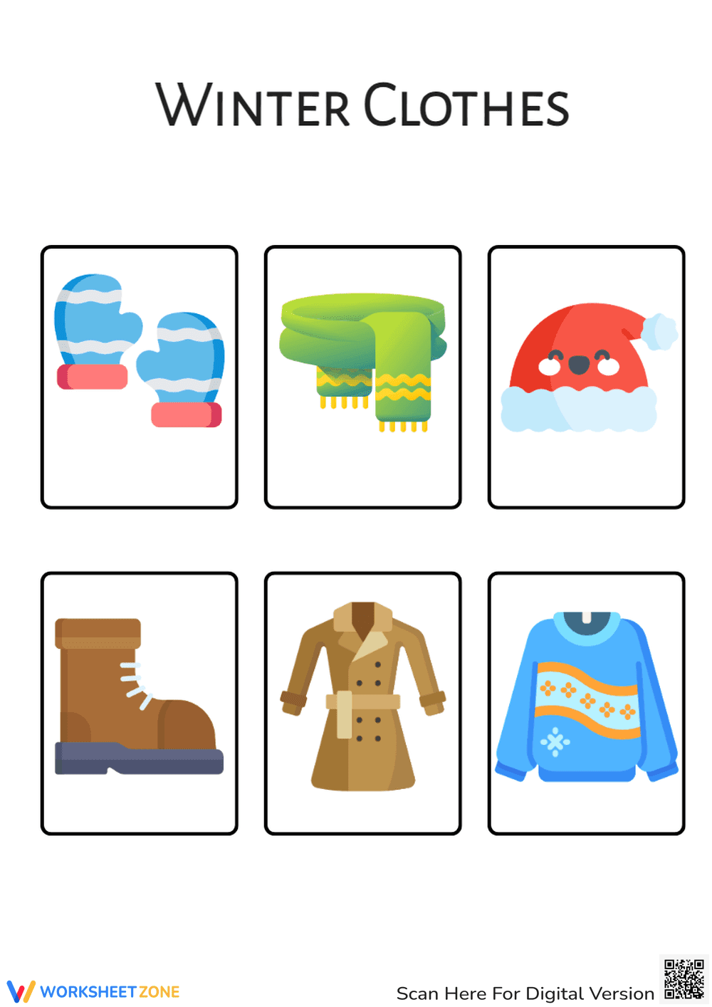 Winter Clothes Identification Worksheet - Pre-K & Kindergarten - Page 1