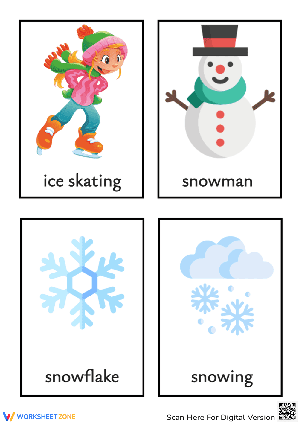 Winter Vocabulary Flashcards - Learn Winter Words! (Preschool) - Page 1