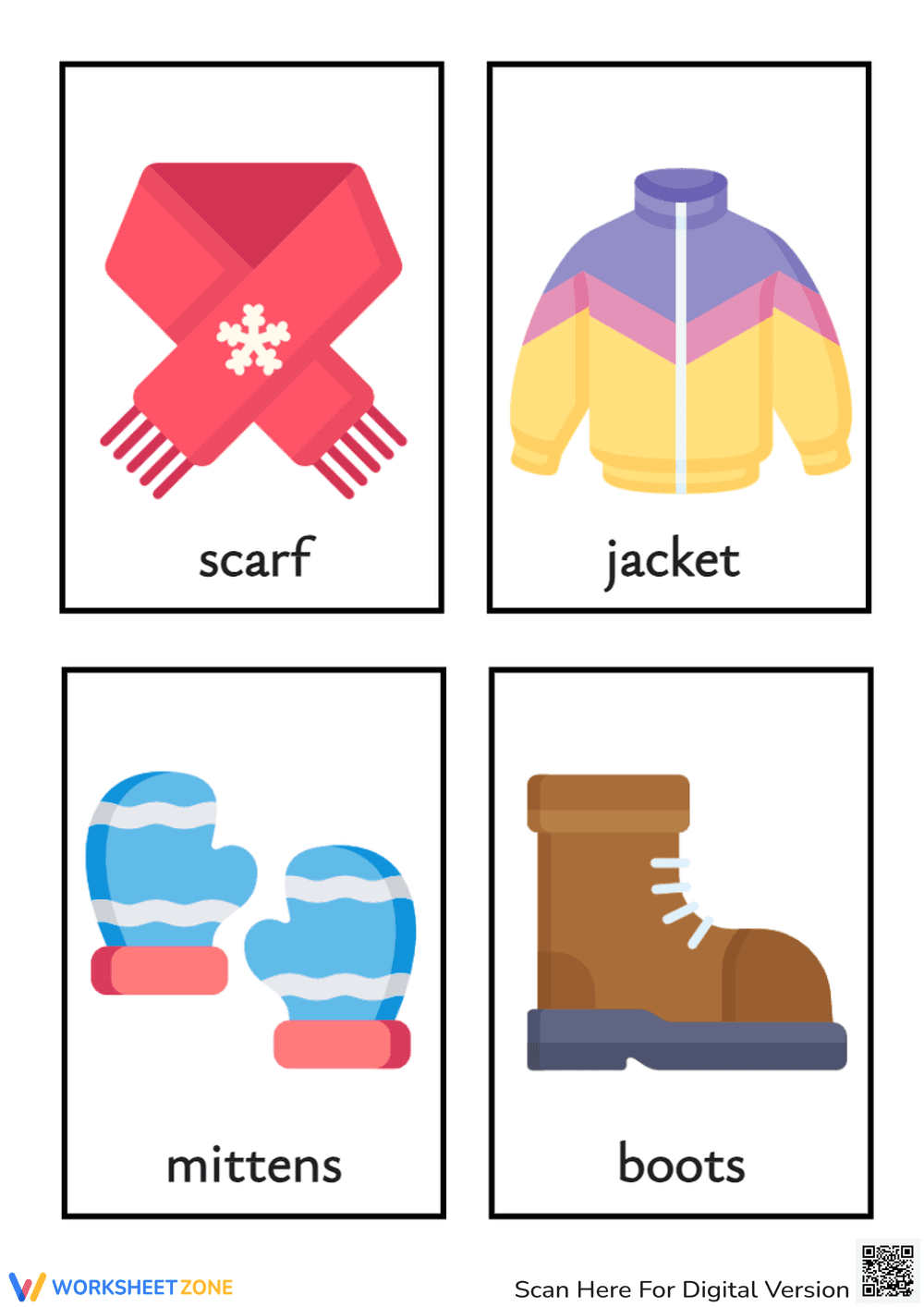 Winter Vocabulary Flashcards | Printable Kindergarten Ready - Page 1