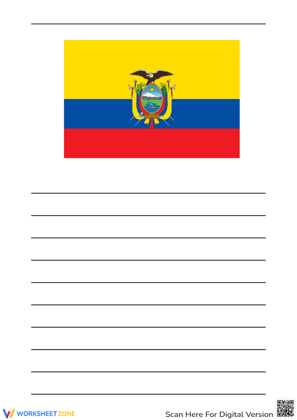 Ecuador Flag Writing Activity - Page 1