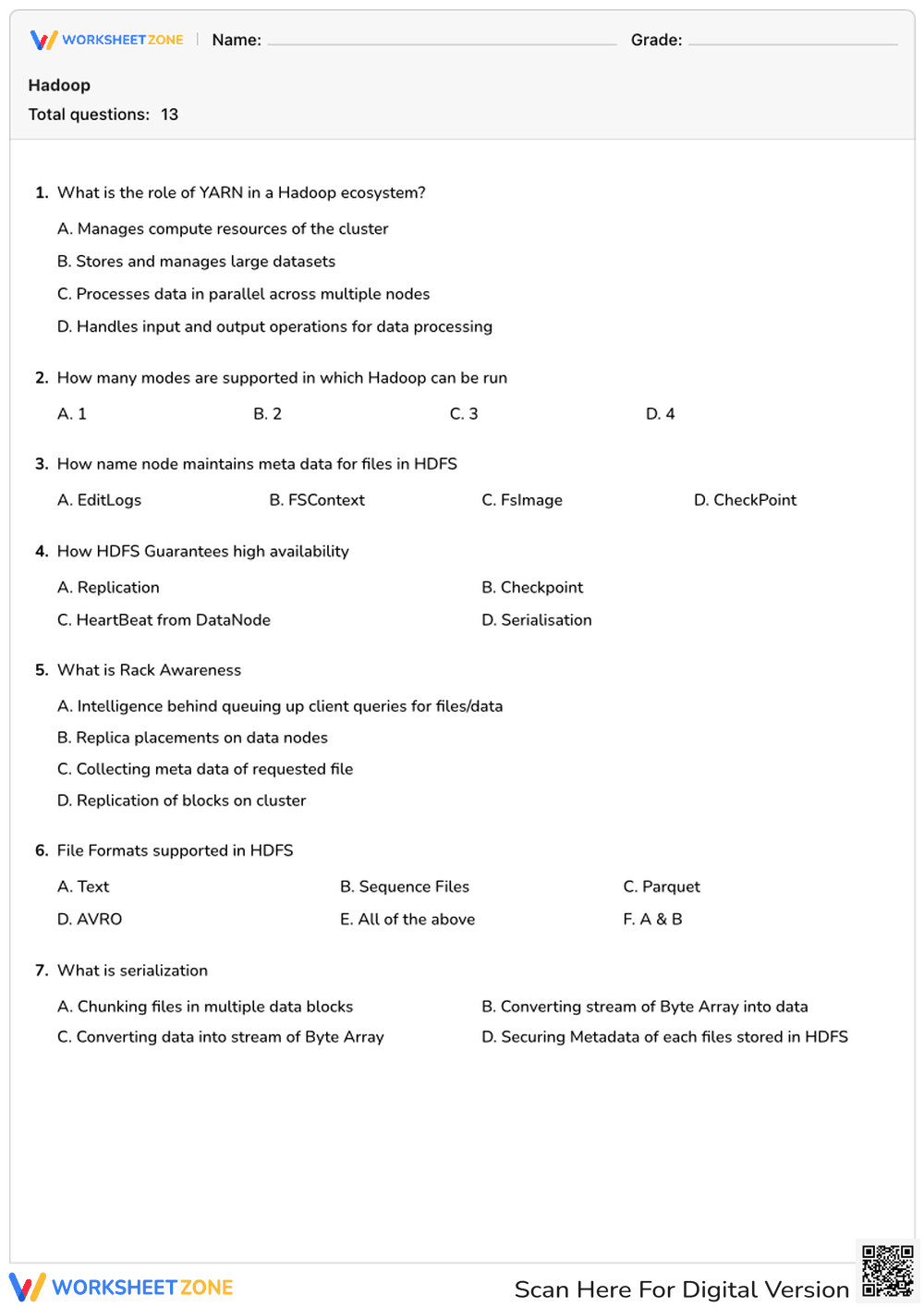 Hadoop Ecosystem Quiz - Page 1