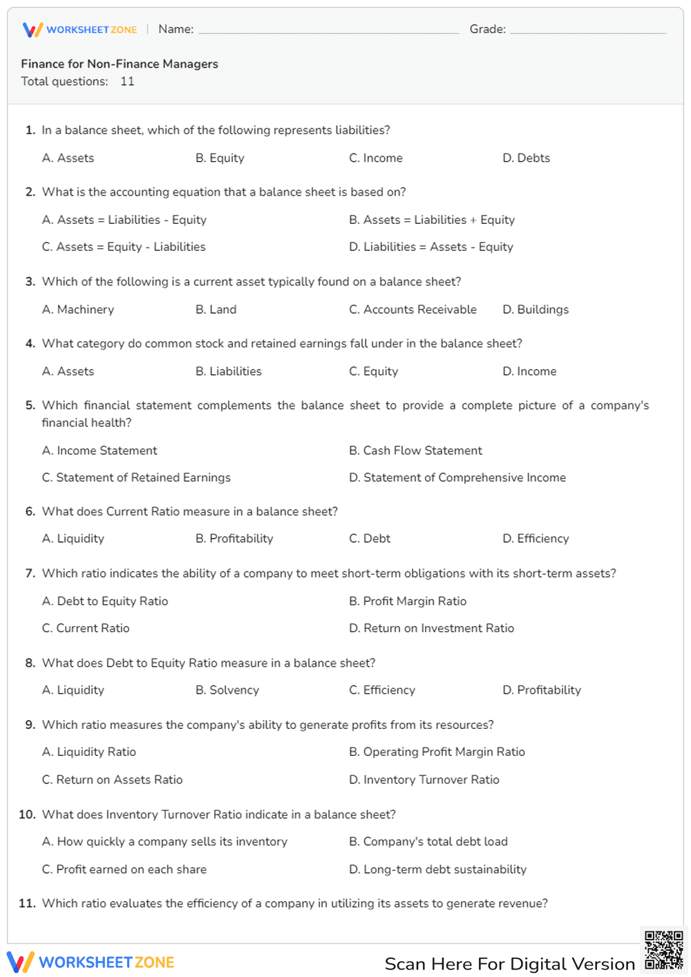 Finance for Non-Finance Managers Quiz - Page 1