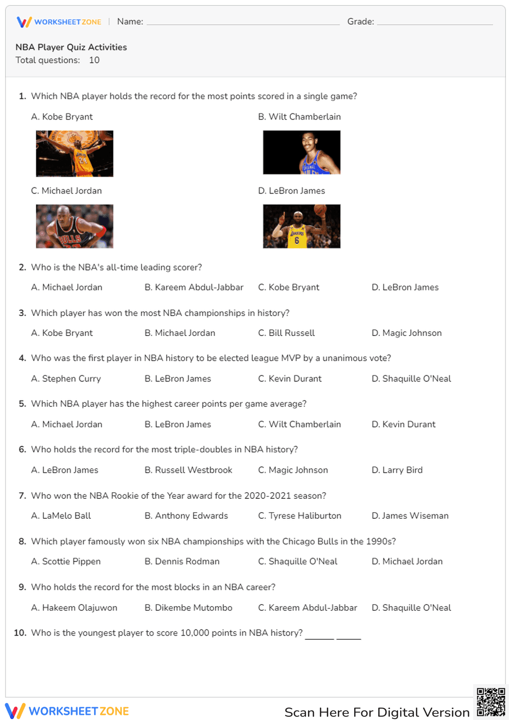 Challenge Yourself With NBA Quiz - Page 1
