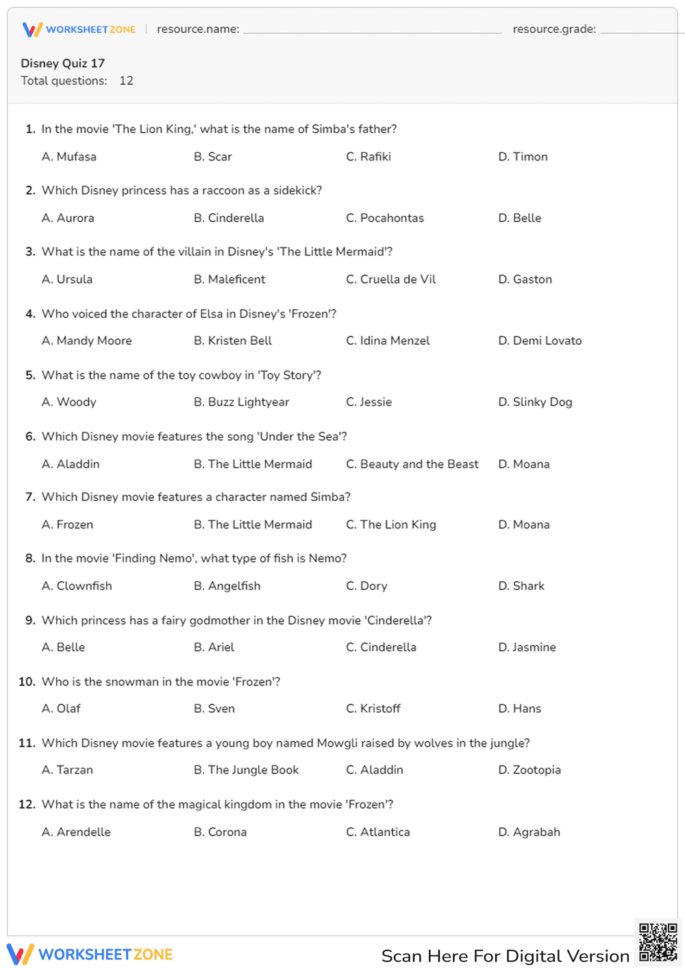 Disney Movie Quiz: Test Your Knowledge! - Page 1
