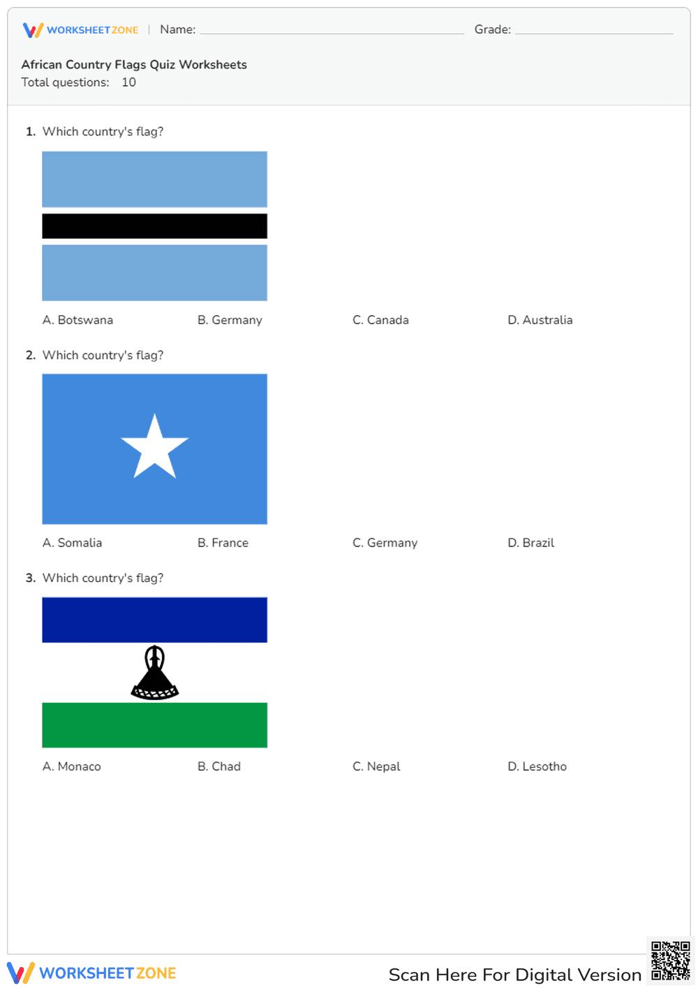 African Country Flags Quiz - Page 1
