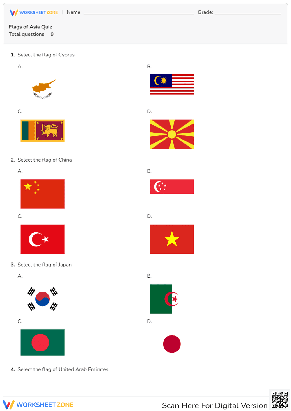 Flags of Asia Quiz - Page 1