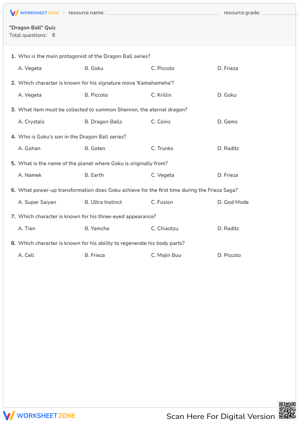 "Dragon Ball" Quiz - Page 1
