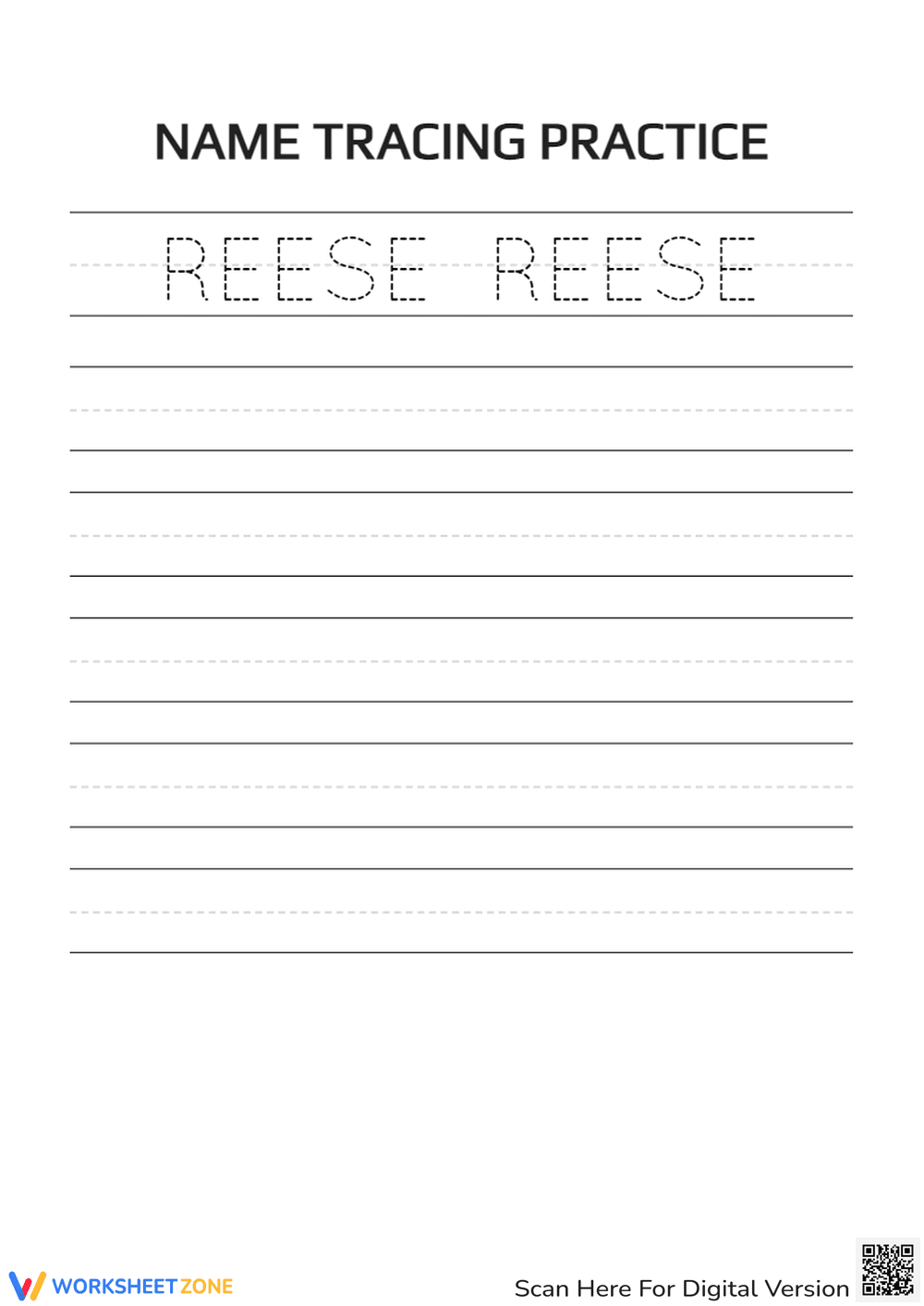 Printable Name Tracing Worksheet | Grade K-1 - Page 1