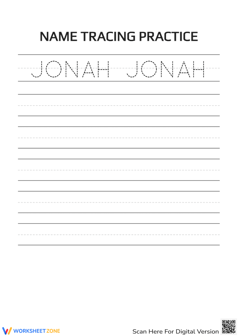 Jonah Name Tracing Practice | Essential Grade K-1 Worksheet - Page 1
