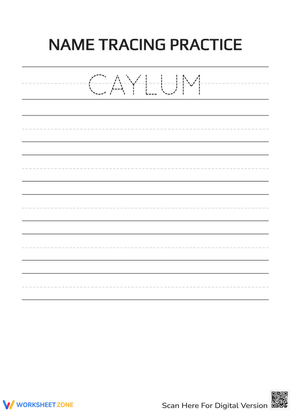 Handwriting Practice with 'CAYLUM' - Page 1