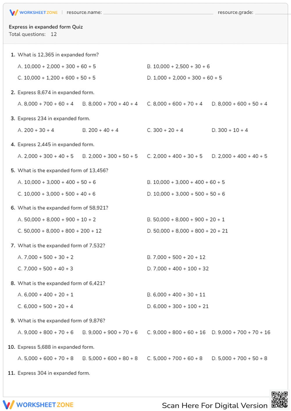 Express in expanded form - Page 1