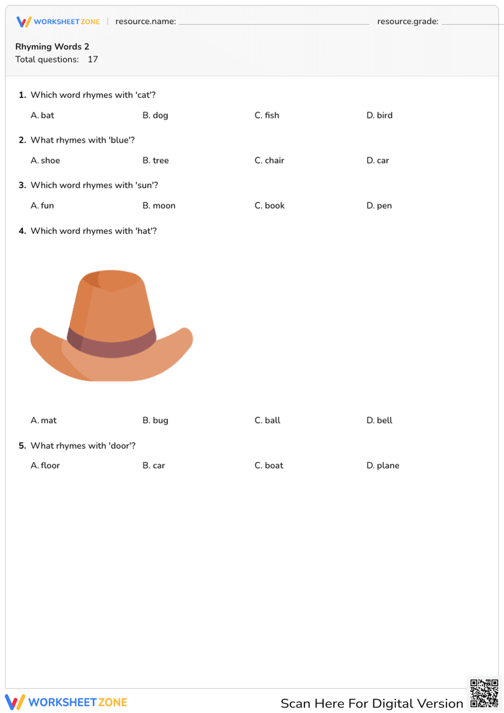 Rhyming Words 2 - Page 1