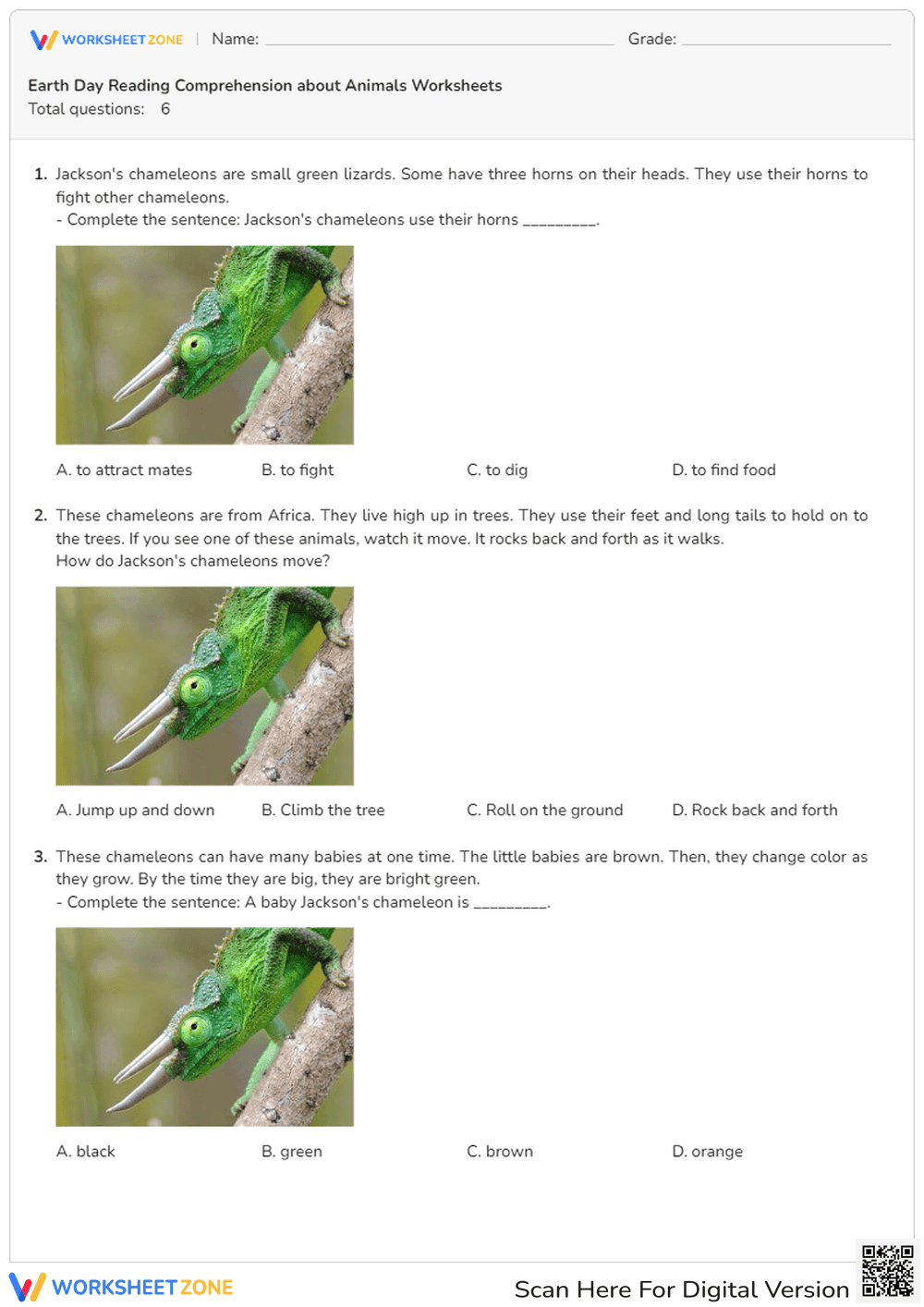 Earth Day Reading Comprehension - Page 1
