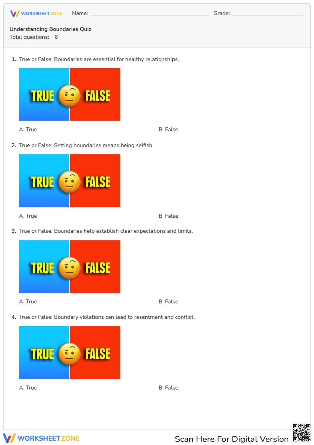Understanding Boundaries: A True or False Quiz - Page 1