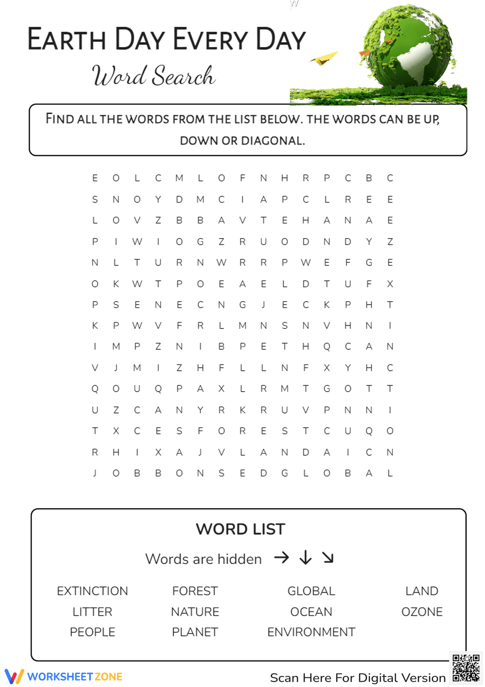 Earth Day Word Search - Environment Vocabulary Puzzle - Page 1
