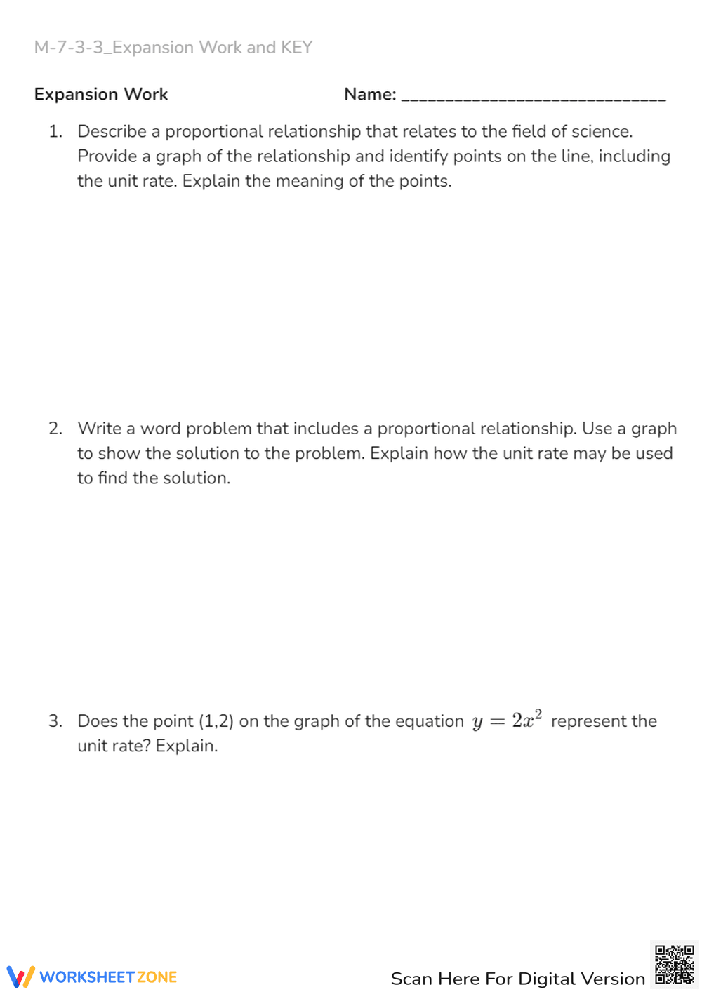 Proportional Relationships: Graphing & Word Problems Worksheet - Page 1