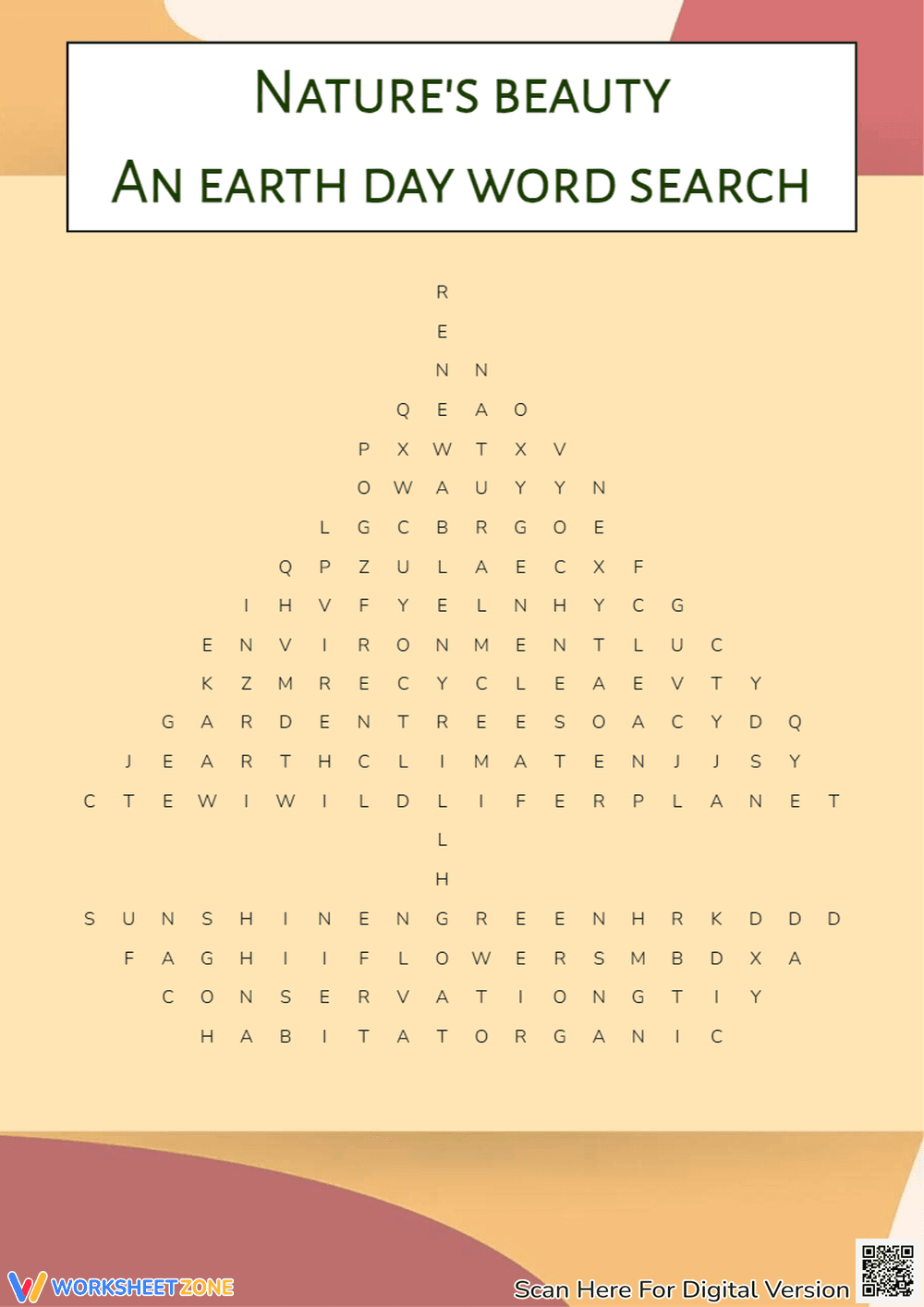 Earth Day Word Search: Nature's Beauty - Grades 2-5 Printable - Page 1