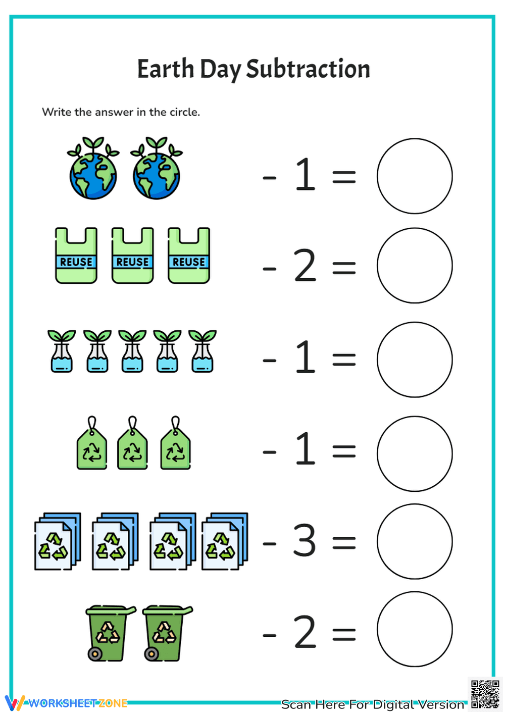Earth Day Subtraction - Page 1