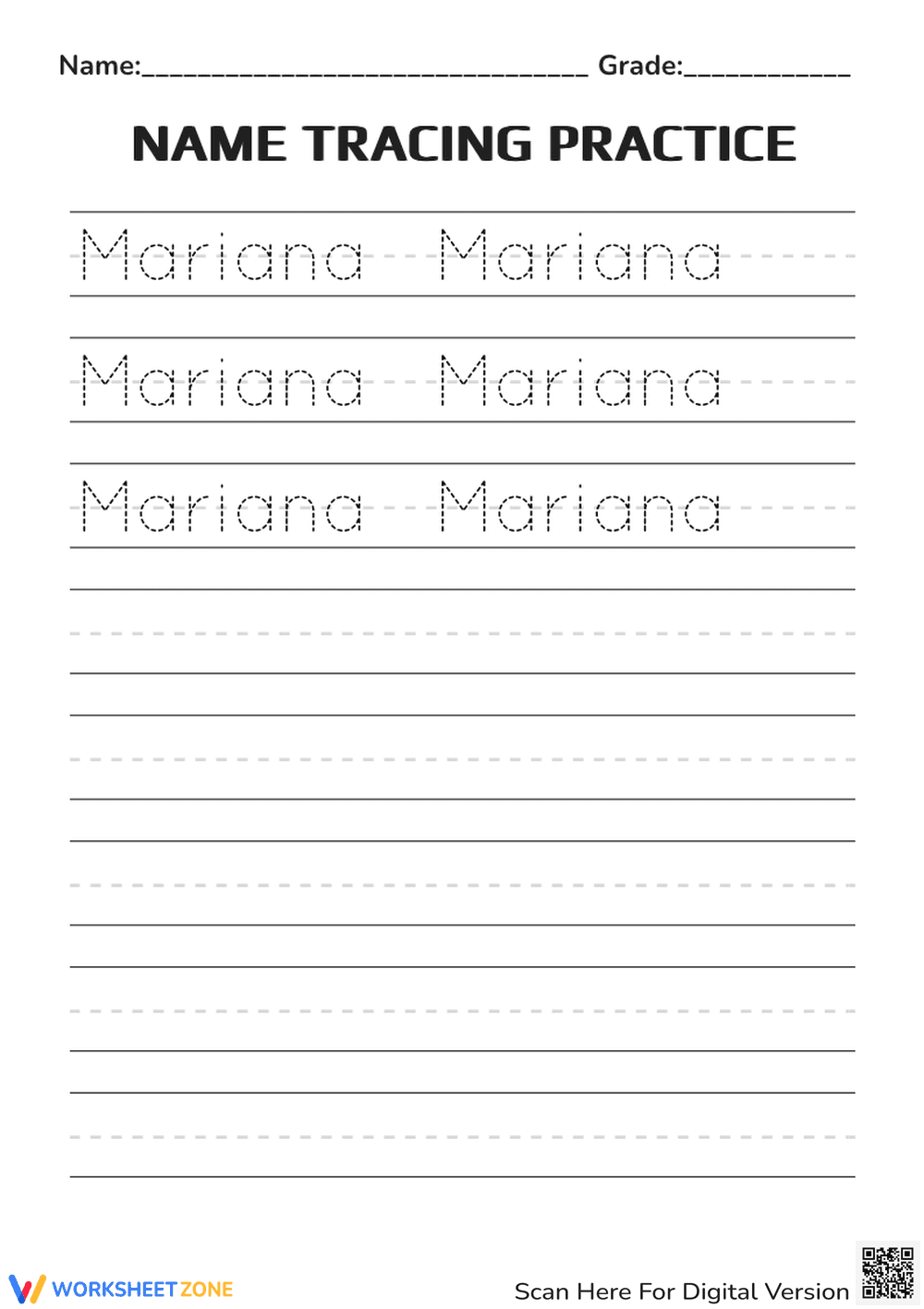 Name Tracing:Mariana - Page 1
