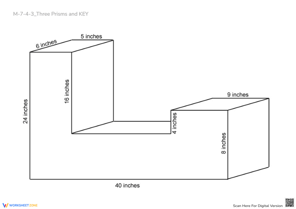 Volume & Surface Area: 3 Prism Shapes - Grades 6-8 + KEY - Page 1