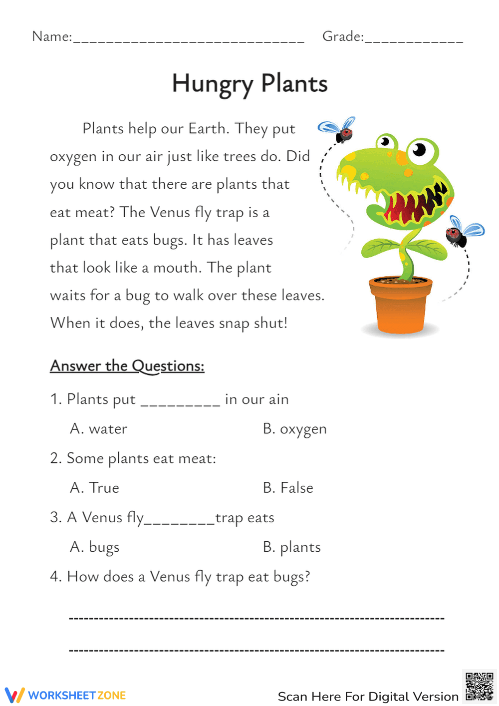 Explore Hungry Plants Worksheet - Page 1