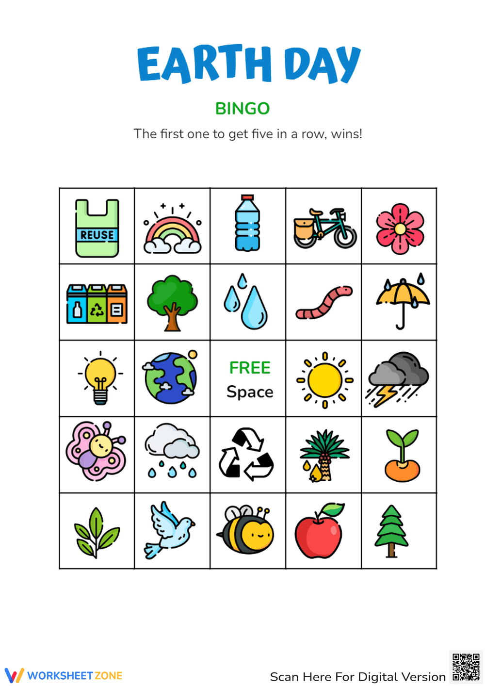 Interactive Earth Day Bingo Card for Kids - Page 1