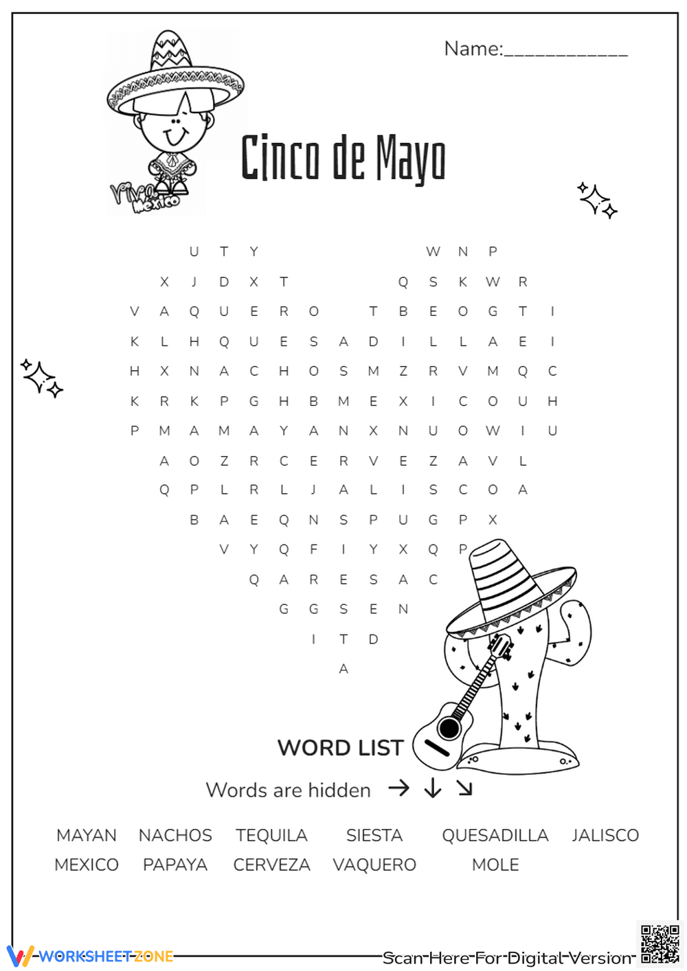 Cinco de Mayo Word Find Activity - Page 1