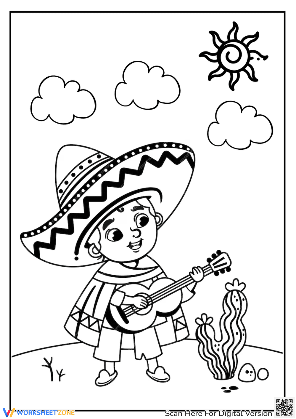 Cinco de Mayo Coloring Pages with Alien - Page 1