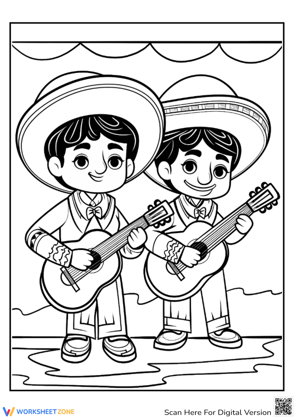 Cinco de Mayo Mexican Girl Coloring Sheet - Page 1