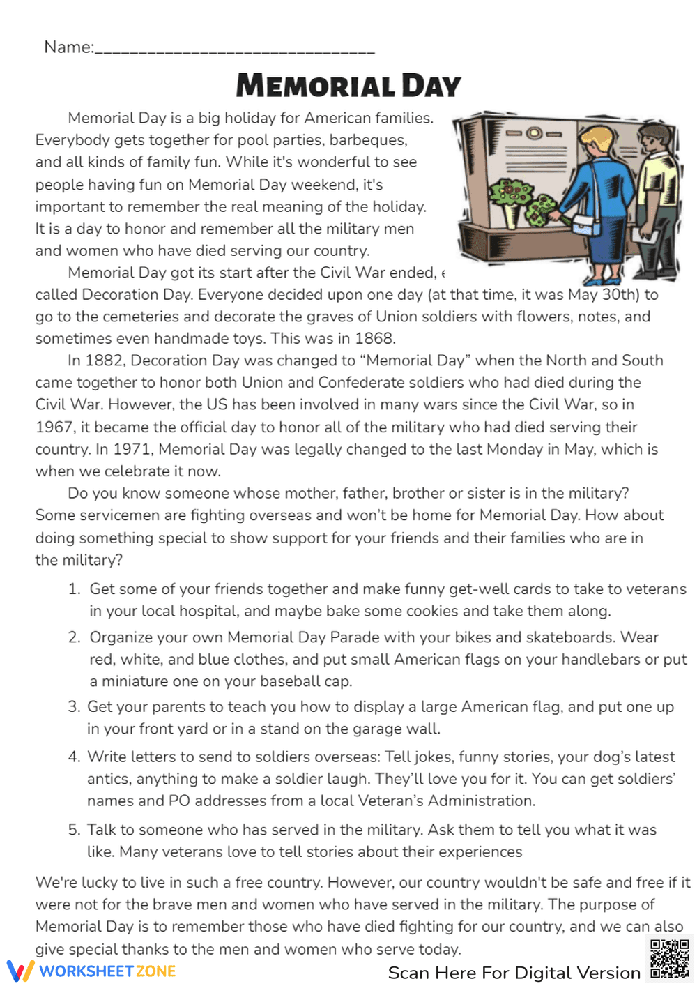Memorial Day Reading Comprehension - History & Activities! - Page 1