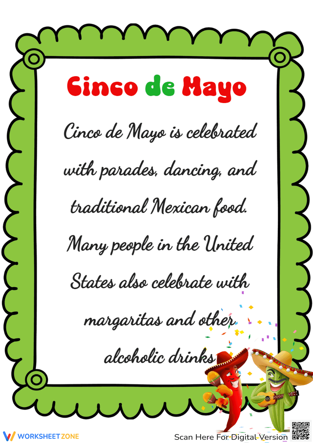 Cinco de Mayo Reading Comprehension - Page 1