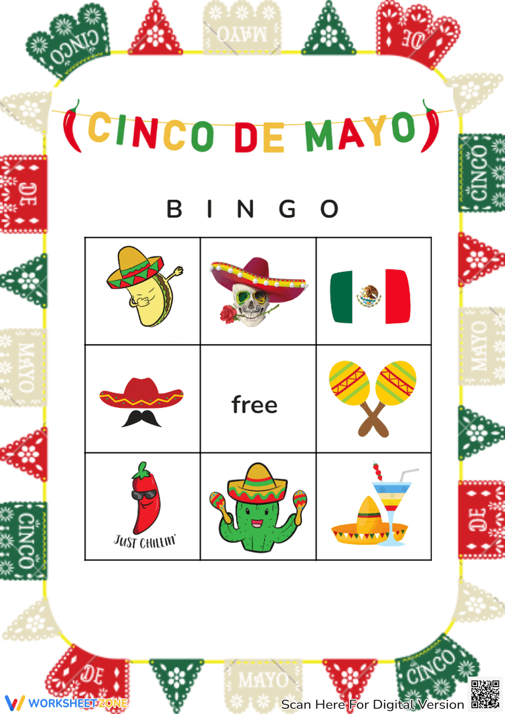 Interactive Cinco de Mayo Bingo Game Fun - Page 1