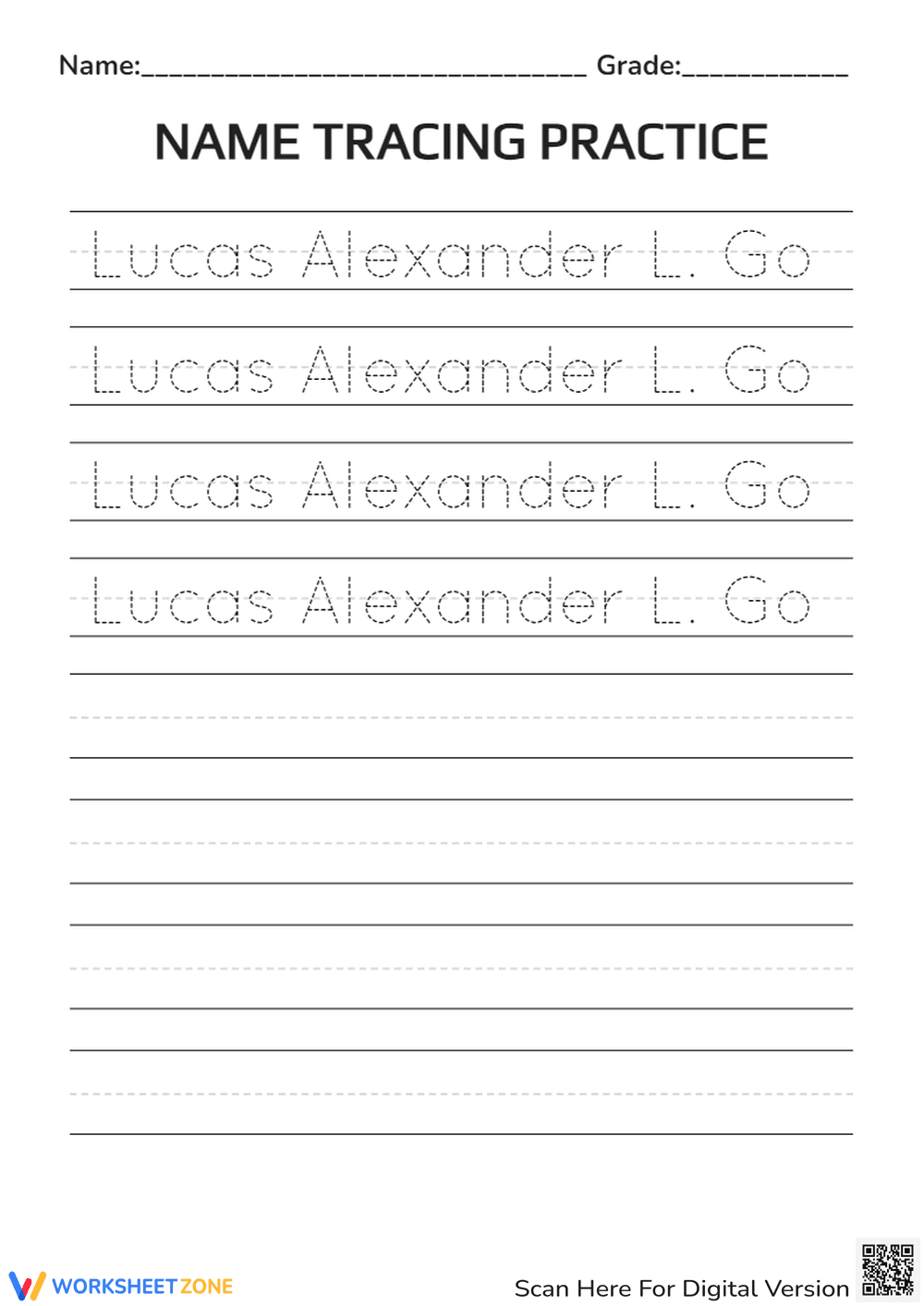 Name Tracing Worksheet | Grade 1-2 Printable Ready - Page 1