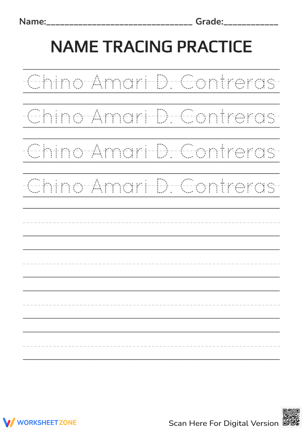 Name Tracing Practice Worksheet | Grade K-1 Essential - Page 1