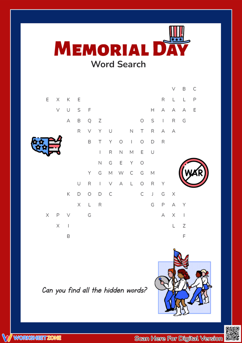 Engaging Memorial Day Word Game Worksheet - Page 1