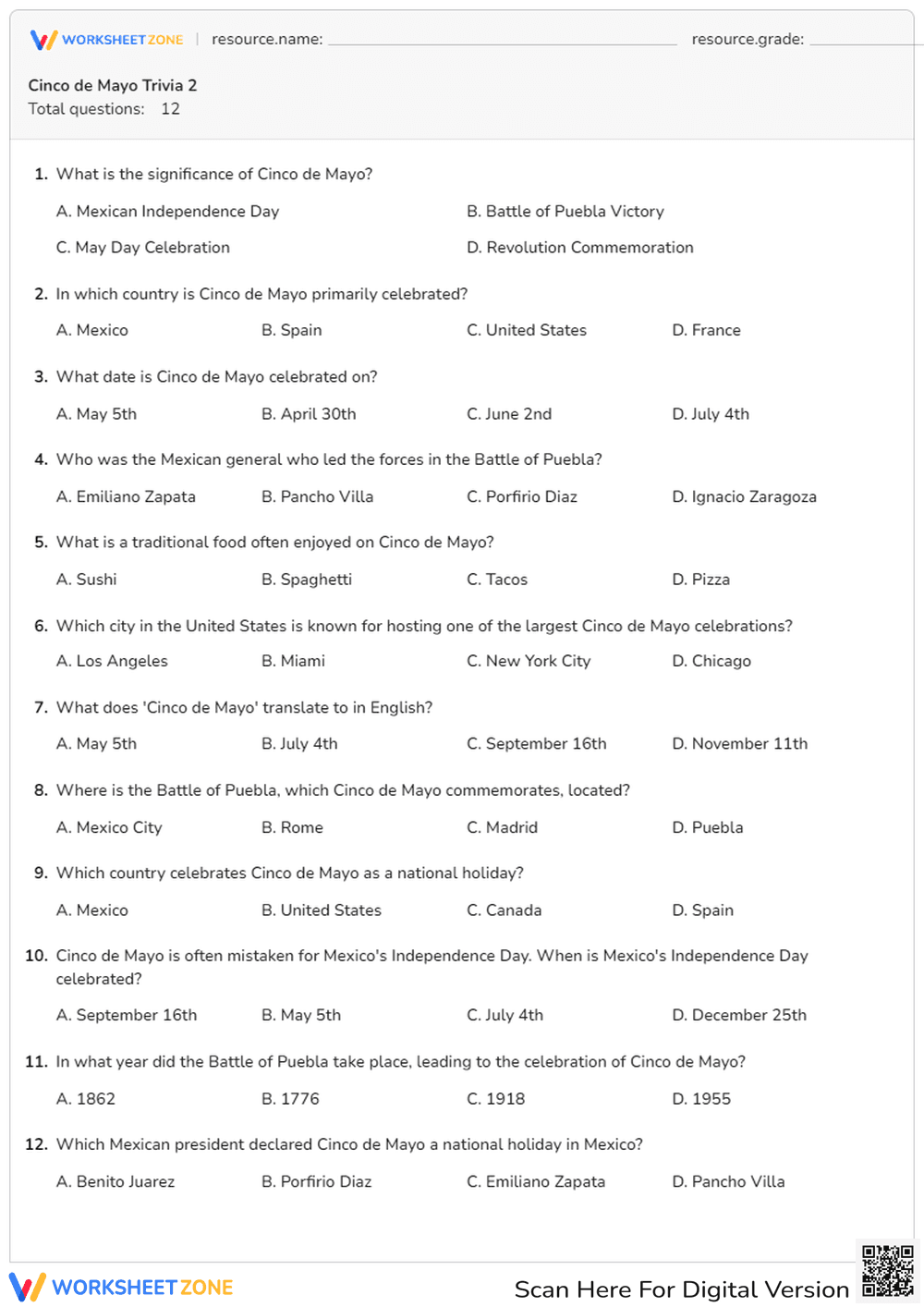 Test Your Cinco de Mayo Trivia Knowledge - Page 1
