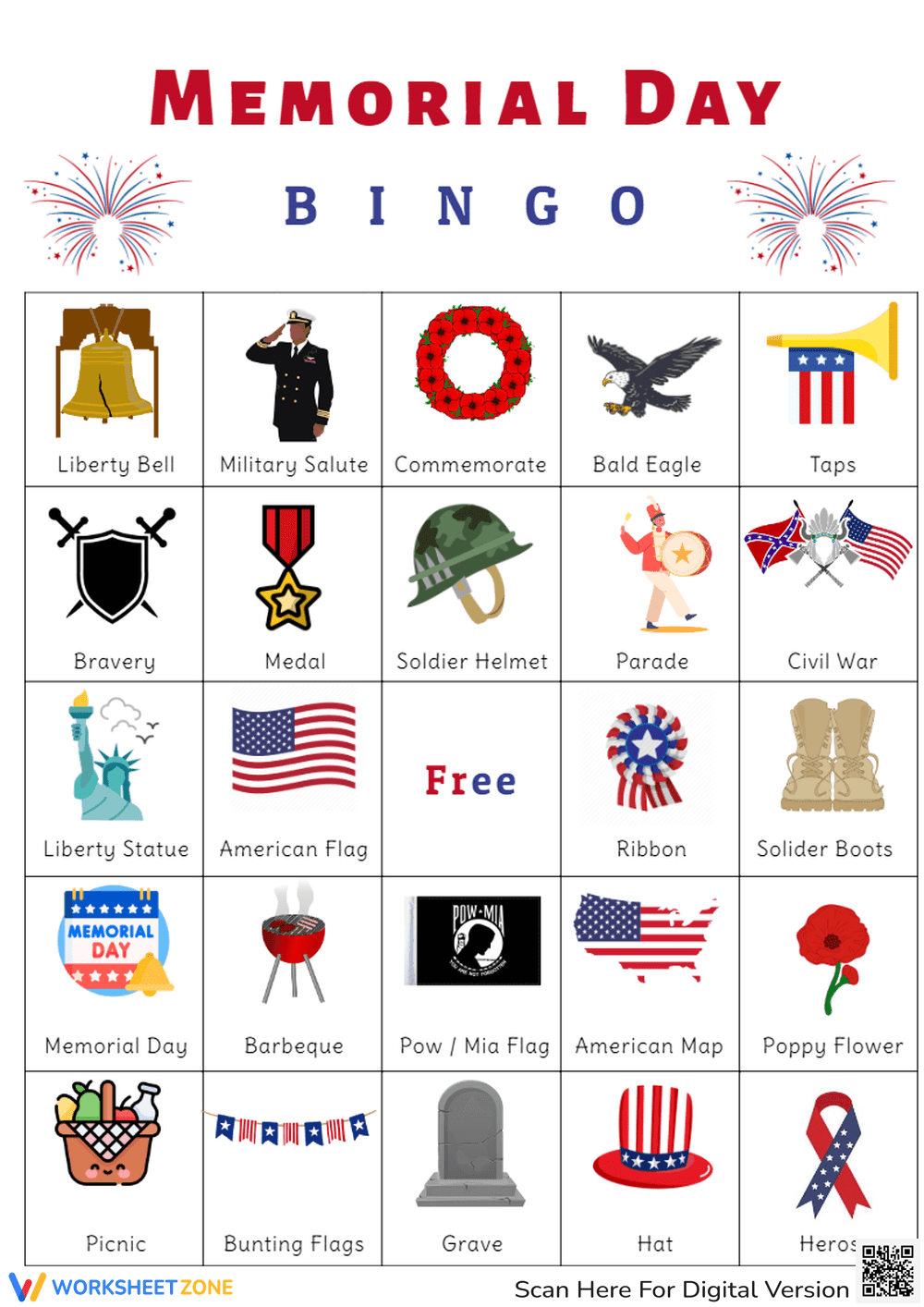 Engaging Memorial Day Bingo Card for Kids - Page 1
