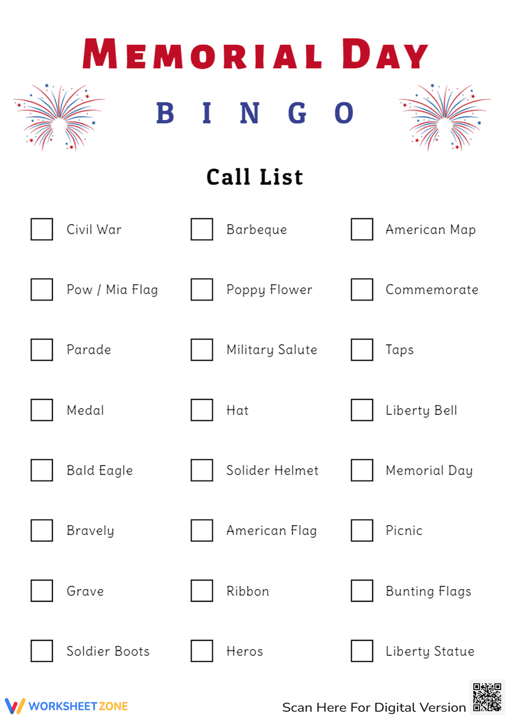 Enjoy Memorial Day Bingo for Family Fun - Page 1