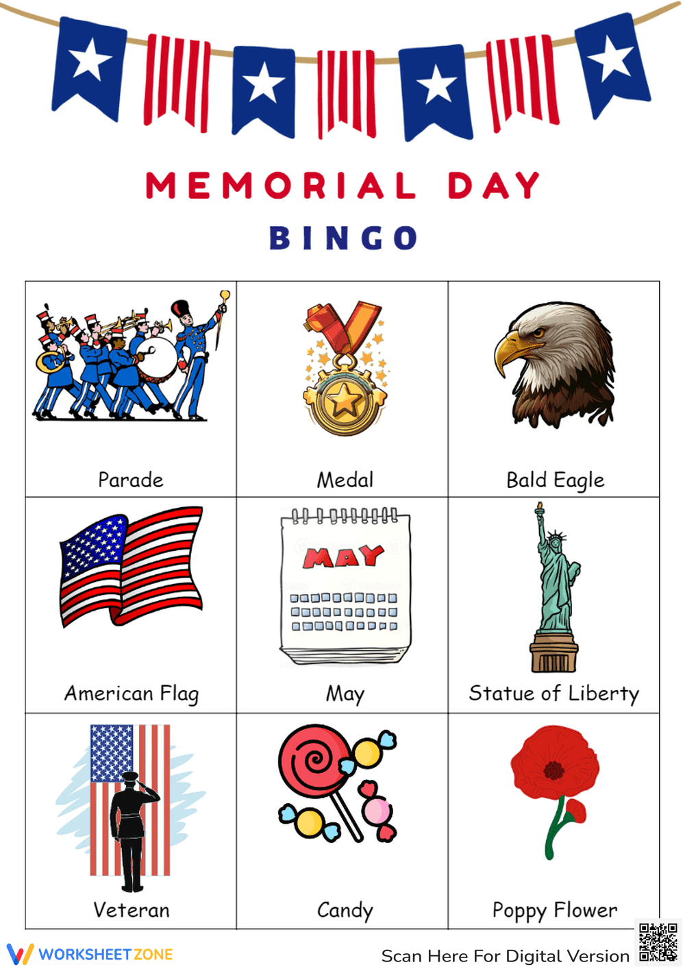 Engaging Memorial Day Bingo Card for Holiday Fun - Page 1