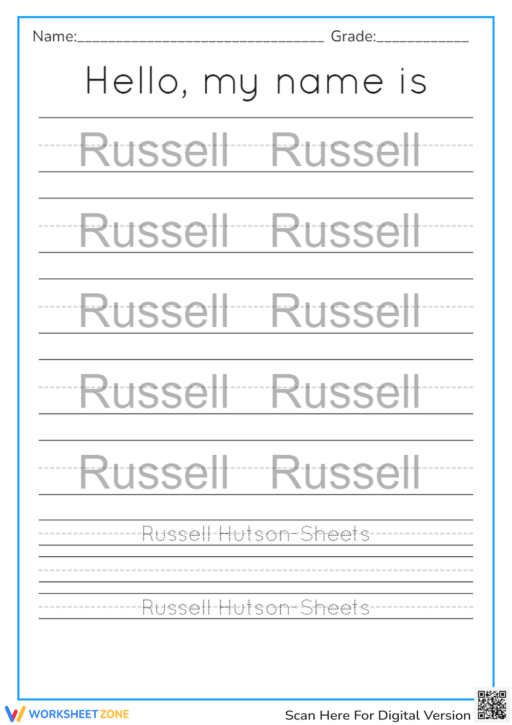 Name Tracing worksheet - Page 1