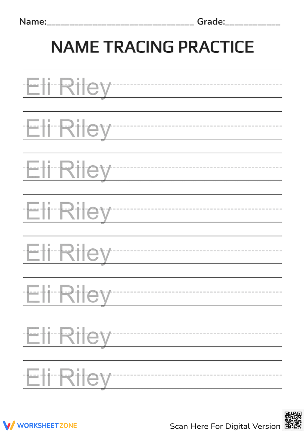 Printable Name Tracing Worksheet | Grades K-1 - Page 1