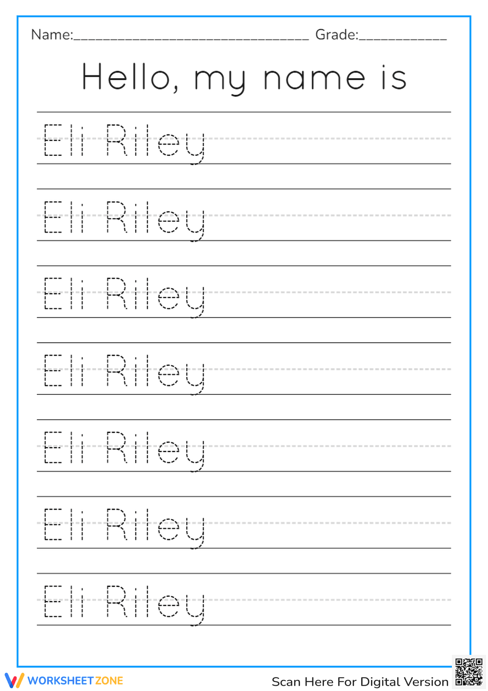 Name Tracing worksheet - Page 1