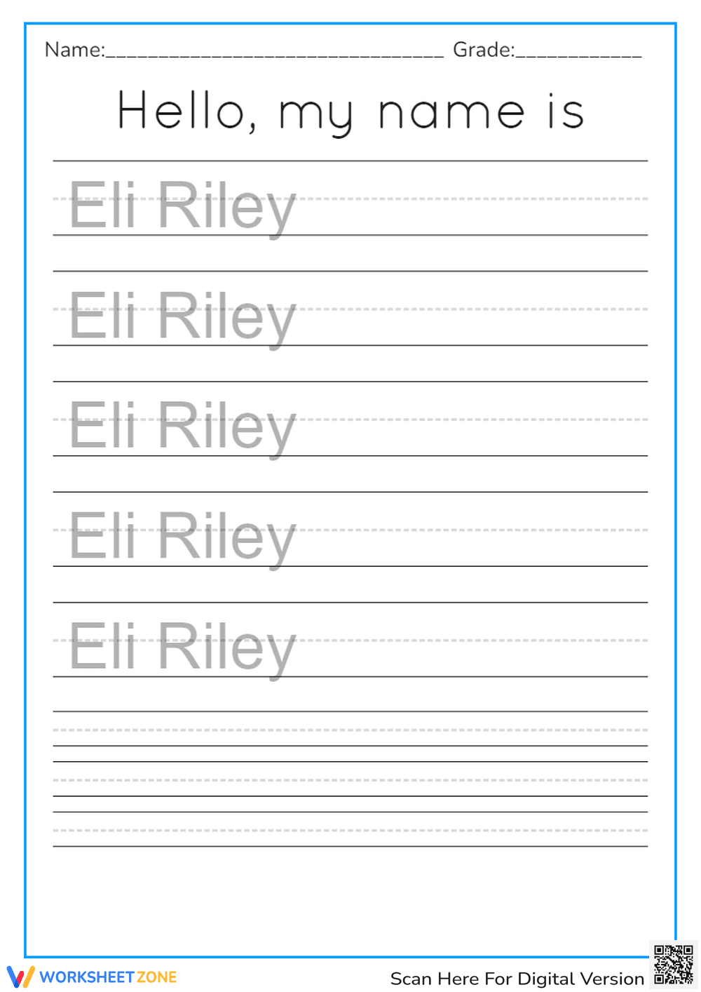 Name Tracing worksheet - Page 1