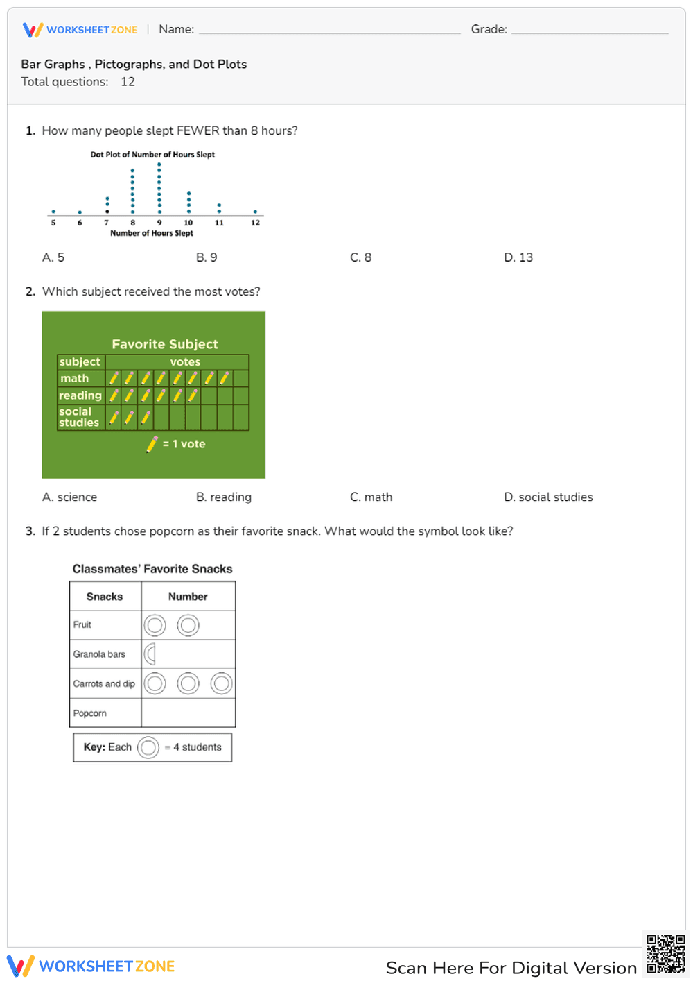Data Interpretation Worksheet | Grade 5-6 Essential - Page 1