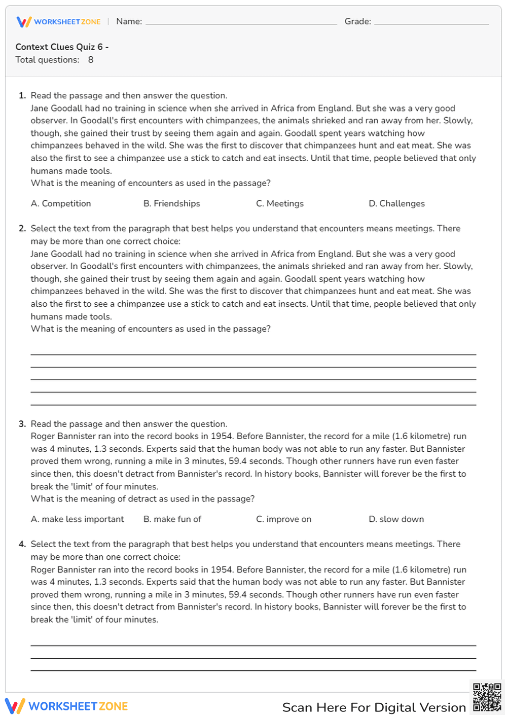Context Clues: Passages for Meaning - Page 1