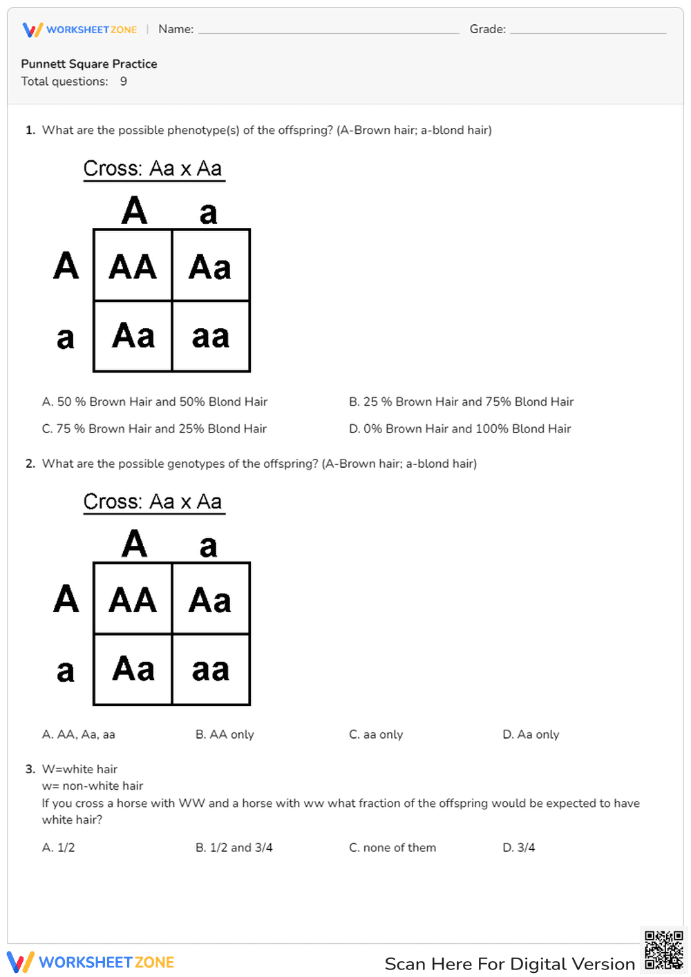 Punnett Square Practice – Learn Genetics - Page 1